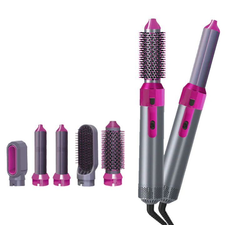 5-in-1 Ceramic Hot Air Brush Styler – Blow Dry, Curl & Straighten