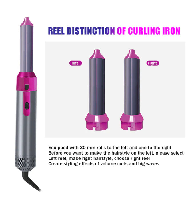 5-in-1 Ceramic Hot Air Brush Styler – Blow Dry, Curl & Straighten