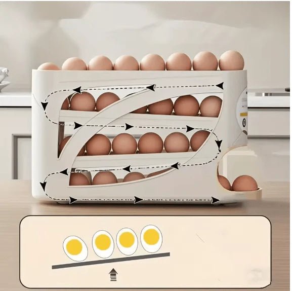 Rolling Egg Dispenser Rack – 3-Tier Auto-Roll Organizer